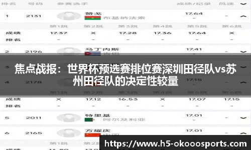 焦点战报：世界杯预选赛排位赛深圳田径队vs苏州田径队的决定性较量